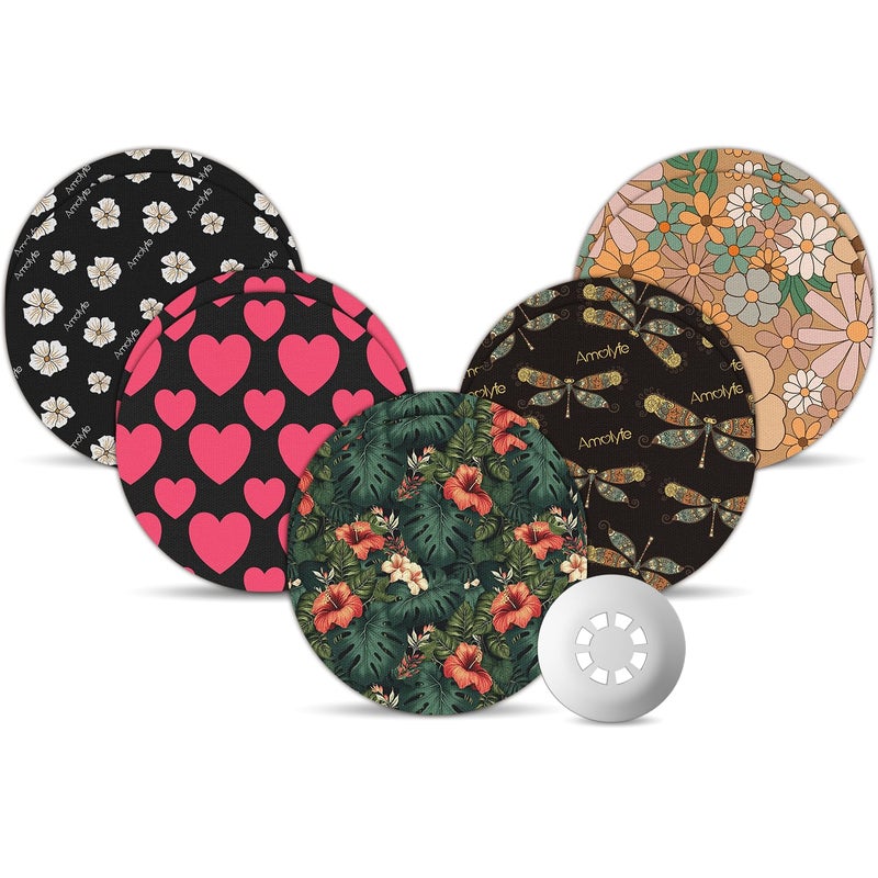 أغطية مستشعر Libre 3 مقاومة للماء Amolyfe عبوة 10 قطع أغطية Freestyle Libre 3 Plus مقاومة للصدمات مع غطاء صلب قابلة للتنفس خالية من اللاتكس للاصقات مستشعر الجلوكوز CGM حماية لمدة 14 يومًا قلب